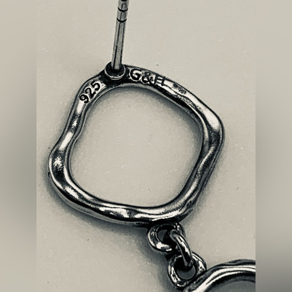 RARE Grace & Heart Post 3-Tier Hammered Sterling Dangle Earrings - Picture 6 of 10